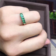 Load image into Gallery viewer, natural emerald ring solid 925 sterling silver emerald ring round natural emerald gemstones ring simple design ring