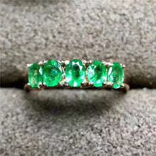 Load image into Gallery viewer, natural emerald ring solid 925 sterling silver emerald ring round natural emerald gemstones ring simple design ring