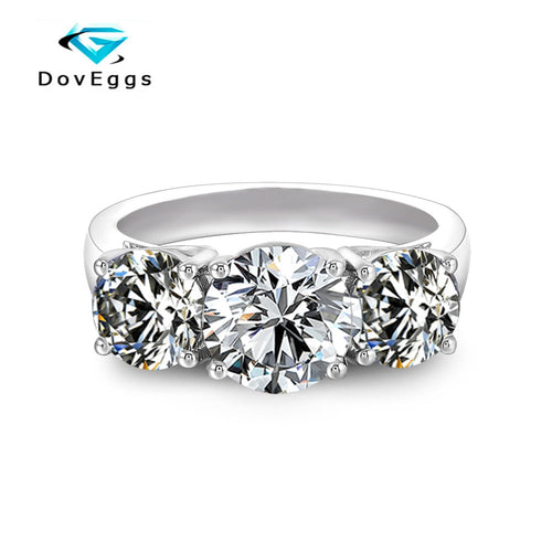 DovEggs Classic simplicity 3 Stone Engagement Ring for Women Center 2ct 8mm Slight Grey Moissanite  Sterling Solid 925 Silver