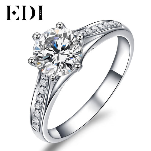 Unique Valentine Gift To Your Love 1 Carat D/VVS Round Brilliant Moissanite Diamond 10k White Gold Wedding Engagement Ring