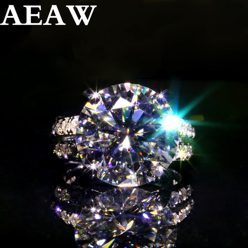 AEAW 10k White Gold Or Silver 10ct 5carat Diameter GH Color Moissanite Wedding Engagement Ring For Women Solitare Ring Gold