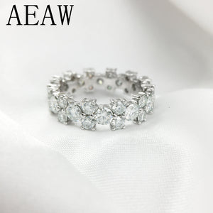 custom order of 3mm and 4mm Full Diamond DF Color Moissanite Engagement ring in 14K White Gold