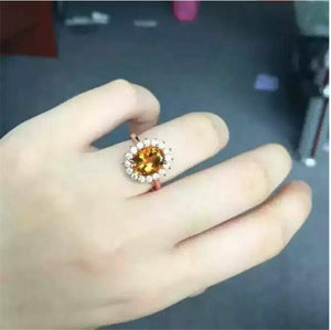 Real Citrine ring Free shipping Natural citrine ring 925 sterling silver Gem size 8*10mm gem Fine yellow crystal jewelry