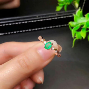 925 sterling silver real Natural green Emerald Rings fine Jewelry gift women wedding open wholesale new 4*6mm yhj0406193agml