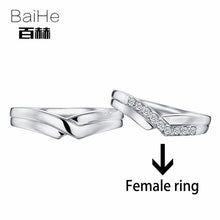 Load image into Gallery viewer, BAIHE Solid 18K White Gold 0.18CT Certified H/SI Round 100% Genuine Natural Diamonds Engagement Women Trendy Jewelry Couple Ring