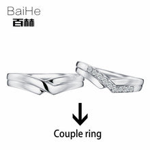 Load image into Gallery viewer, BAIHE Solid 18K White Gold 0.18CT Certified H/SI Round 100% Genuine Natural Diamonds Engagement Women Trendy Jewelry Couple Ring