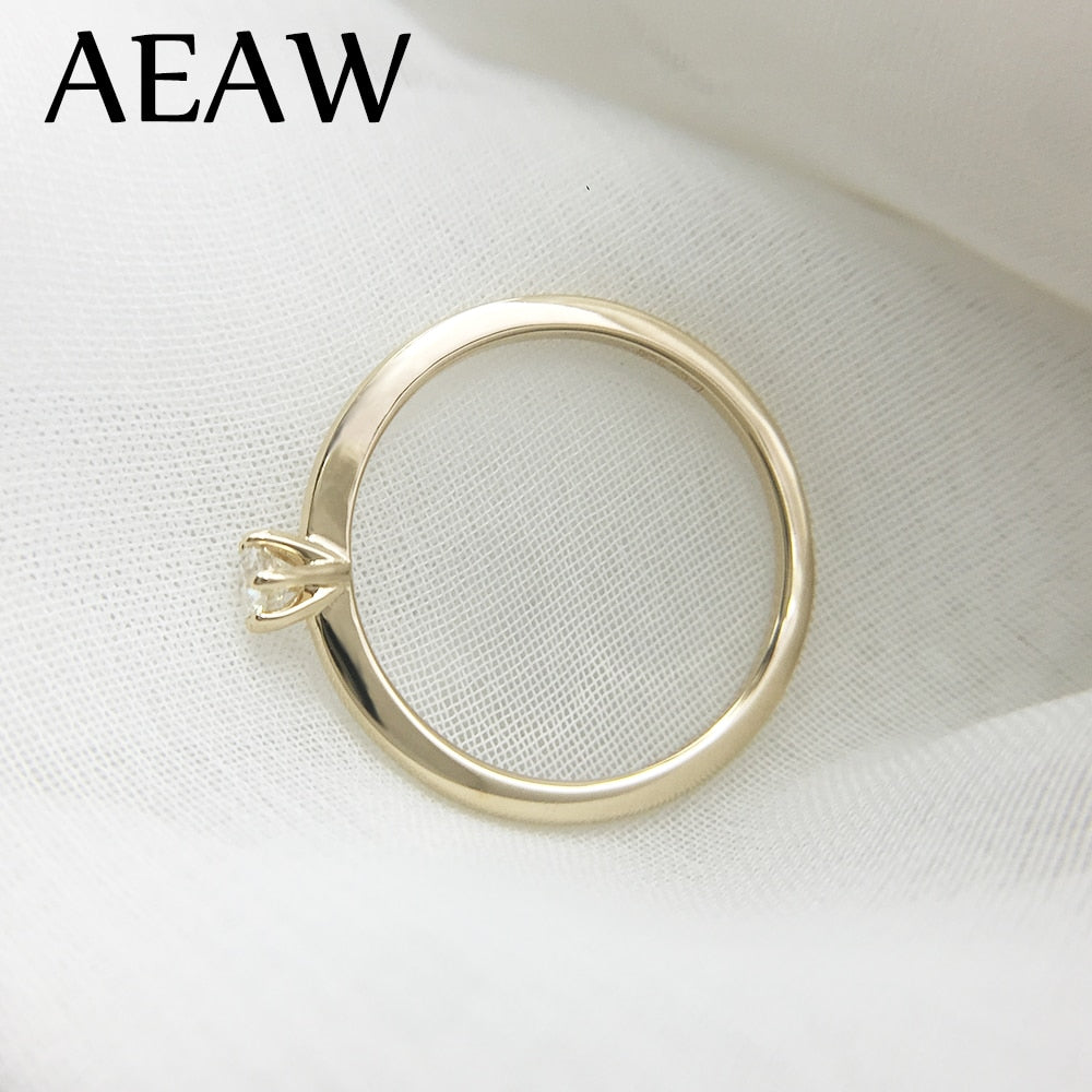 AEAW DF Moissanite Diamond 3mm Engagement Solarite  Ring for Women in 14K Yellow Gold