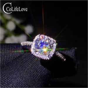 CoLife Jewelry Classic Moissanite Wedding Ring for Woman 1 Ct IF Grade Moissanite 925 Silver Engagement Ring Free Jewelry Box