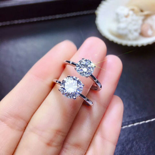 [MeiBaPJ Glittering Moissanite Gemstone 4 Claw Simple Diamond Ring for Women Real 925 Sterling Silver Charm Fine Wedding Jewelry